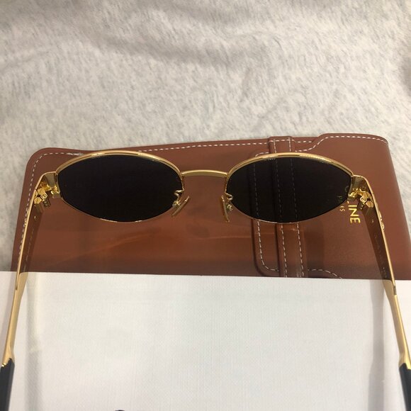 Celine Triomphe Metal Sunglasses in Metal Gold / Green - Picture 4 of 6